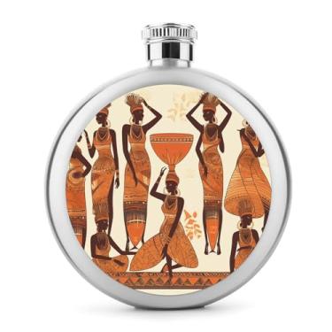 Imagem de Cantil de aço inoxidável, africano, tribal, feminino, estampado, clássico, cantil, cantil, cantil, portátil, cantil de metal