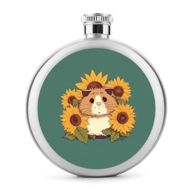 Imagem de Cantil de aço inoxidável, girassol hamster, impressão de desenho animado, frasco, clássico, cantil, cantil, viagem, portátil, licor