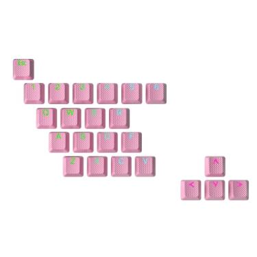 Imagem de Geeky Conjunto de teclas emborrachadas | Double Shot translúcido | ABS + TPR | Perfil OEM para teclado mecânico para jogos (rosa, 23 teclas)