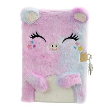 Imagem de YankMooM Diário infantil difuso para gatos com cadeado para meninas, diário infantil tie-dye, presente para escrever e desenhar, diário secreto de gato fofo de capa dura com adesivos