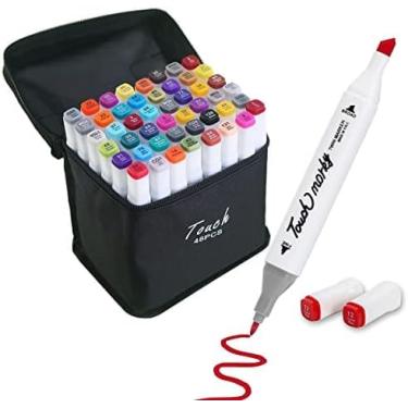 Imagem de Caneta Marcador Para Colorir Desenho Profissional 36, 48, 60, 80 Cores Conjunto De Canetinhas Pontas Duplas Codificados por Cores Vivas para Desenho (80)