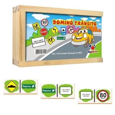Imagem de Jogo de Dominó de Trânsito Caixa em Madeira