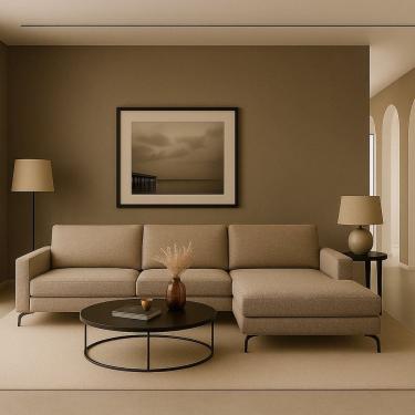 Imagem de Sofá 3 Lugares com Chaise Direito Loft Cinza / Marrom