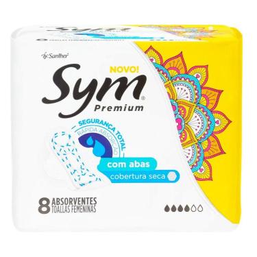 Imagem de Absorvente Sym Premium Com Abas Seca Com 8 Unidades