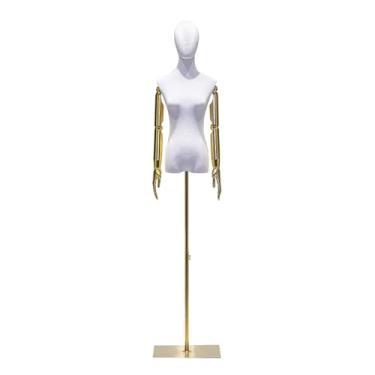 Imagem de Mannequin Manequins para exposição de roupas, torso feminino de veludo com altura ajustável de 65 a 71 polegadas, para vestidos de noiva e camisetas(White,Medium)