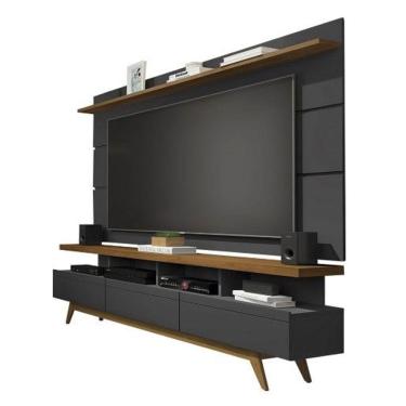 Imagem de Rack Com Painel 1.80 TV Até 72 Retrô Pés Madeira Gavetas Nichos Prateleira Vivare Wood