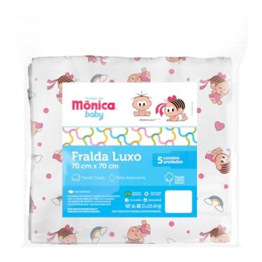 Imagem de Fralda Pano Luxo Estampada Turma da Monica 5 um 70cmx70cm (Rosa)