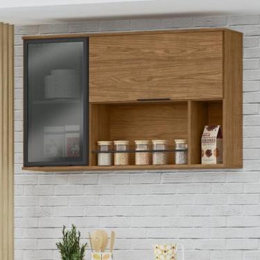 Imagem de Módulo de Cozinha Armário Aéreo Com Vidro 2 Portas 120cm - Toscana - M