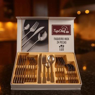 Imagem de Faqueiro Jogo De Talheres Inox Prata Luxo Mesa Posta Premium Garfo Fac