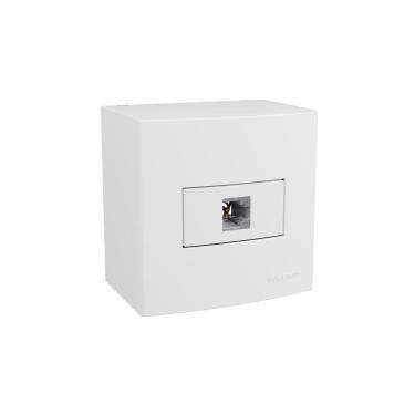 Imagem de Caixa de Sobrepor 75x75 com Tomada para Telefone MarGirius Sleek RJ11 4 Fios Branca