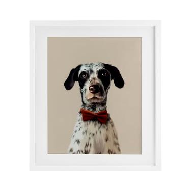 Imagem de Stupell Industries Desenho de retrato de cachorro com gravata borboleta branca emoldurada sob vidro por Anna Lischenko, 40,6 x 33,5 cm