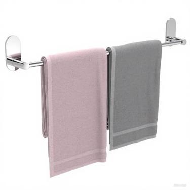 Imagem de WZRUA Toalheiro autoadesivo para banheiro 24ich aço inoxidável e liga de zinco sem broca, suporte de toalha resistente para cozinha, armário, porta, chuveiro, cromo polido