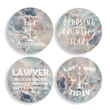 Imagem de Conjunto de 4 porta-copos com suporte coleção de advogados (mármore de cerâmica absorvente)