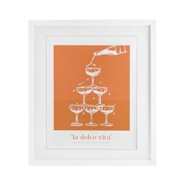 Imagem de Stupell Industries Impressão emoldurada branca champanhe La Dolce Vita design sob vidro por Lettered and Lined, 16 x 13