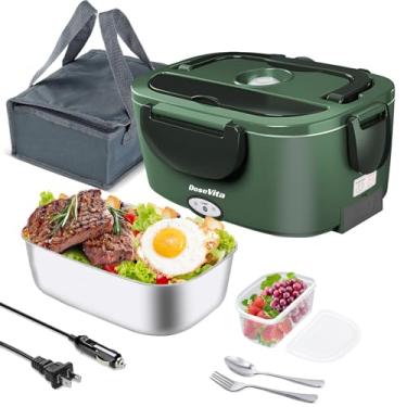Imagem de Dosevita Lancheira elétrica para adultos, lancheira aquecida de 80 W, lancheira de aquecimento rápido portátil de 1,5 L, aquecedor de alimentos para carro, caminhão, trabalho, viagem, Lonchera