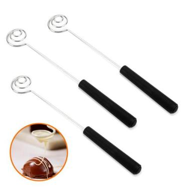 Imagem de 3 Garfos de Chocolate Helicoidal Para Banhar Pão de Mel Bombom Frutas 