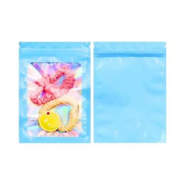 Imagem de Sacos Ziplock Holográficos Coloridos 100pcs Embalagem De Joias E Cosmé