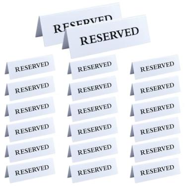 Imagem de OLYCRAFT Pacote com 24 placas de mesa de acrílico reservadas 14 x 4 x 4 cm placa reservada estilo barraca placa dupla face placas de reserva sinais de assento para casamento, festa de aniversário