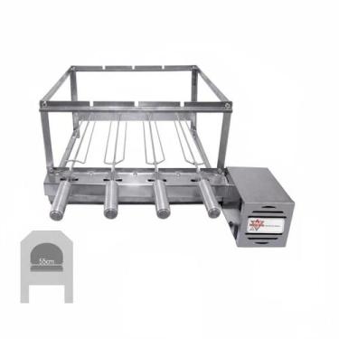 Imagem de Kit Giratório 4 Espetos Inox Brasa Grill para Churrasqueira 55cm com R