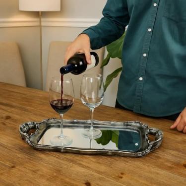 Imagem de Bandeja Espelhada Decorativa Grande Vintage com Moldura Provençal 50 Cm Casa Escritorio Aparador (Prata Antigo)