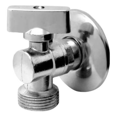 Imagem de Registro Esfera de Metal para Máquina de Lavar, Acabamento Cromado, Montagem em Parede, 1/4 de Volta, Entrada 1/2" e Saída 3/4", Multiuso