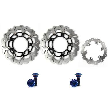 Imagem de Arashi Discos de freio dianteiros traseiros rotores com parafusos de montagem para Suzuki Hayabusa Gen 2 GSXR 1300 2008-2020 ABS 13-20, B-KING 1300 2008-2010, acessórios de motocicleta