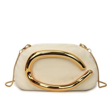 Imagem de Bolsa clutch de acrílico para mulheres, clássica, redonda, acrílica, noturna, vintage, metal, guidão, bolsa para festa de casamento, formatura, Branco 2