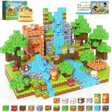 Imagem de Blocos magnéticos Kidiyee Build Mine Magnet World Forest 100 unidades