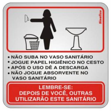 Imagem de Placa de Alumínio Auto-Adesiva 15x15cm Educativa Feminina - 120 AI - SINALIZE