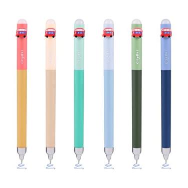 Imagem de BAYTORY 6 canetas de gel apagáveis retráteis, caneta apagável de ponta fina de 0,5 mm, escrita suave, confortável, canetas de tinta azul com borrachas para completar sudoku e palavras cruzadas