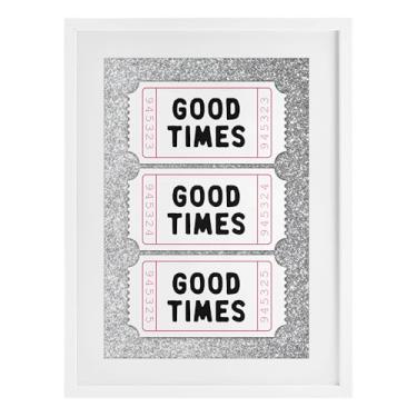 Imagem de Stupell Industries Good Times Glam Tickets Impressão emoldurada branca sob vidro, design por Lettered and Lined, 20 x 14