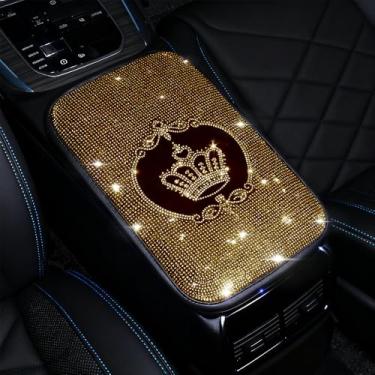 Imagem de MINGZAIQIPEI Almofada de console central automotiva brilhante com strass brilhante, almofada macia para apoio de braço, adequada para SUV, caminhão e protetores de apoio de braço automotivos