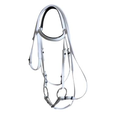 Imagem de oshhni Bridão de cavalo com rédeas, acessórios para montaria, corda para montaria, bridão de aço inoxidável para aulas de curso, treinamento, Branco 13.5 Cm