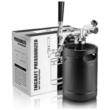 Imagem de Chopeira Portátil 1.8L com Torneira e Regulador de CO2, Aço Inoxidável, TMCRAFT, Preto