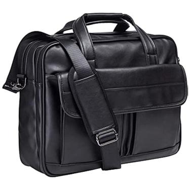 Imagem de Bolsa, Maleta de Couro Masculina para Laptop, SEYFOCNIA, Preto
