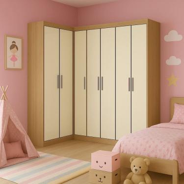 Imagem de Guarda-roupa Infantil 7 Portas Jasmim Cinamomo/ Off White