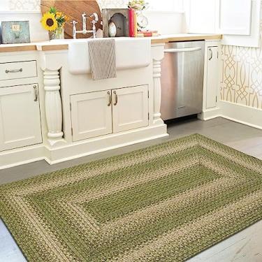 Imagem de Homespice Tapetes trançados de juta Grassland Runners 56 x 182 cm - Tapete de corredor rústico verde sálvia para cozinha e corredor