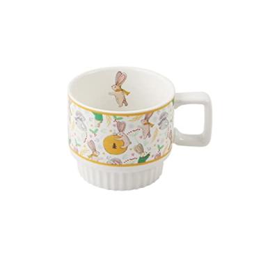 Imagem de Caneca de cerâmica doméstica caneca de coelho pintada à mão caneca de café menina xícara de café de leite doméstico caneca de café da manhã (cor: B)