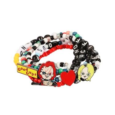 Imagem de Bioworld Pulseira de amizade Chucky Tradesies Letter and Charm Pacote com 5