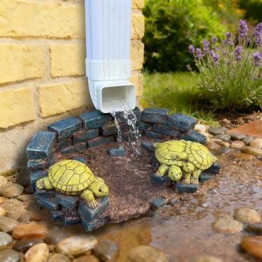 Imagem de Bloco de respingos de tartaruga - desviador decorativo de calha de resina, 35 x 24 x 9 cm, protetor de fluxo de água durável para quintal, jardim e pátio, estátua funcional de tartaruga ao ar livre