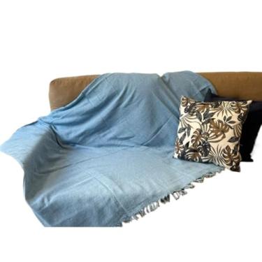 Imagem de Manta de Sofa, Manta para Sofa Grande de Algodão Capa Decorativa Protetora(Pop 2,20x1,50m AZUL BEBÊ)