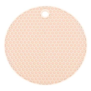 Imagem de Descanso de Panela em Silicone Multicolorido, Antiderrapante, Resistente ao Calor, Base Protetora para Mesa com Textura em Colmeia (Salmão)
