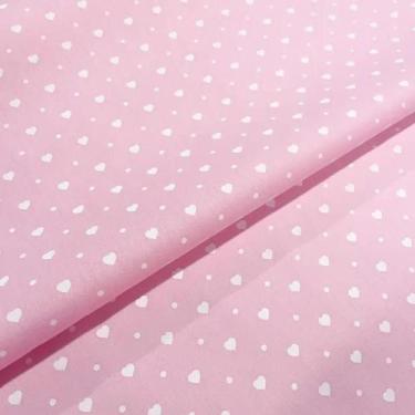 Imagem de Tecido Tricoline Corações e Poá Fundo Rosa - Peripan - 50 x 150 cm - I
