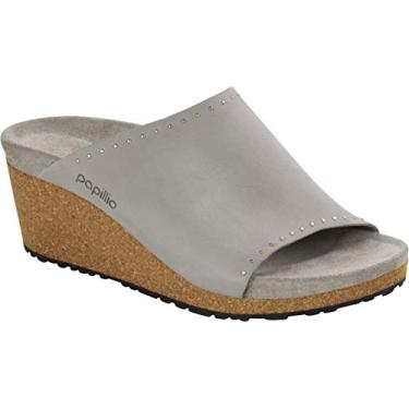 Imagem de Birkenstock Sandália feminina com salto plataforma Papillio Namica Rivet, Pedra nobuck, 7 Narrow