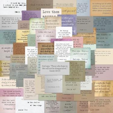 Imagem de 50 peças adesivos de versículo bíblico sem repetição estilo máquina de escrever retrô com citação motivacional para garrafa de água de scrapbook