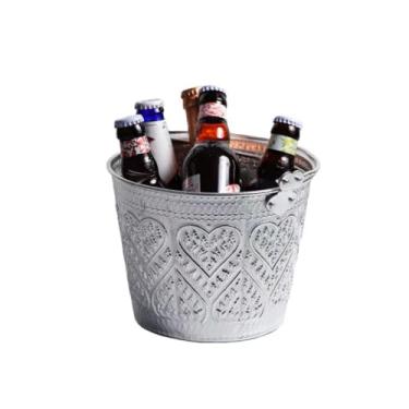 Imagem de Alumínio Balde de gelo bicamada preservação do calor isolamento frio bonito KTV champanhe vinho tinto cerveja gelo bloco de gelo balde comercial