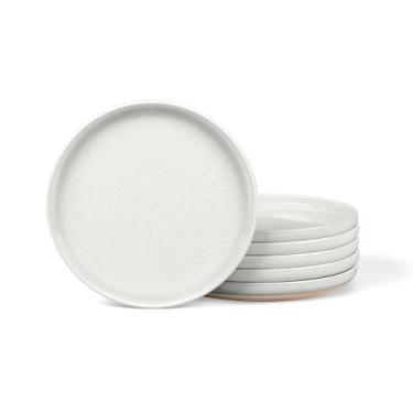 Imagem de LIANYU Conjunto de 4 pratos de jantar, pratos de cozinha de salada de grés de 19 cm, pequenos pratos de cerâmica para servir sobremesa, adequado para salada, lanche, macarrão, bife, micro-ondas, forno