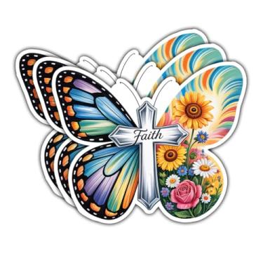 Imagem de (3 peças - 7,6 cm) Adesivos de borboleta floral de fé cristã Jesus, decalques de vinil religiosos inspiradores presentes para crentes, grupos da igreja, amigos, família, para laptop, garrafa de água