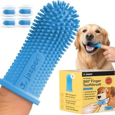 Imagem de Jasper Escova de dentes para cães, kit de escovação de dentes de cachorro de 360 graus, kit de cuidados dentários caninos e limpeza de dentes, escova de dentes para animais de estimação, use com pasta
