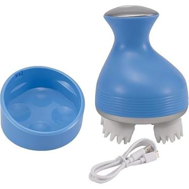 Imagem de Massageador Elétrico Portátil para Cabeça e Pescoço, 4 Cabeças Massageadoras, Bateria Recarregável USB, 2 Velocidades, Design Ergonômico, 5W, Branco, 10x13cm (Azul)
